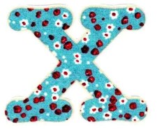 flower letter x fabric applique iron on not embroidered 2.5 inch USA made