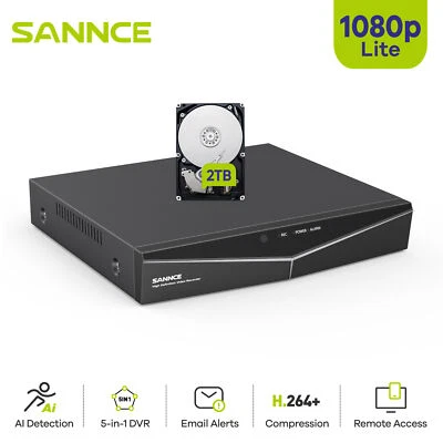 SANNCE 4CH/8CH/16CH 1080P Lite 5in1 DVR Recorder Video fr Security Camera System
