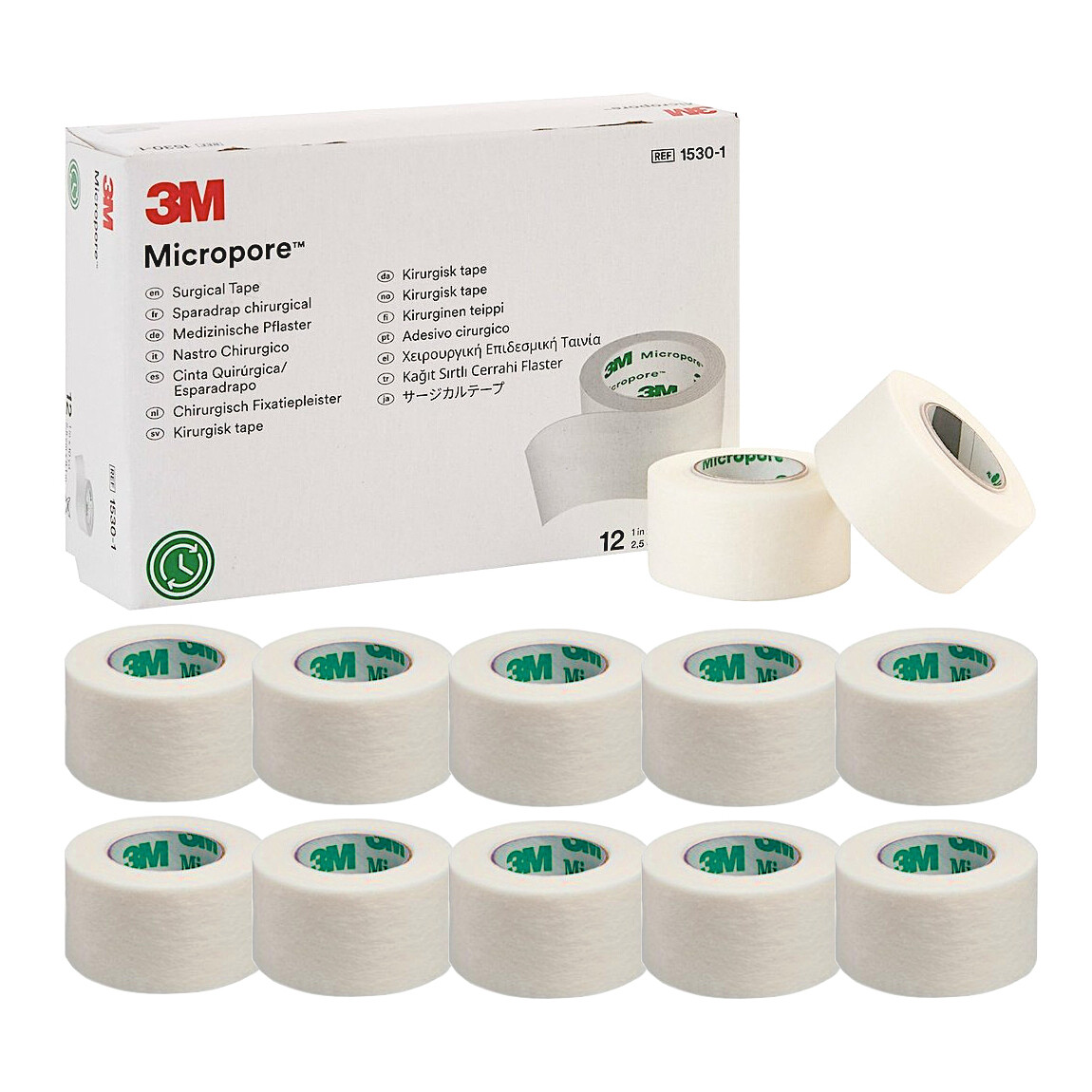 3M MICROPORE Tape 2,5 cm x 9,1 m Esparadrapo Blanco CAJA 12 uds