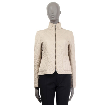 64783 auth BURBERRY LONDON beige polyester QUILTED ZIP Jacket S | eBay