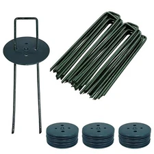 50 Pcs 6 Inch Landscape Staples with Gasket Washer Caps for Gardening Yard Lawn