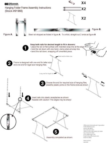 Universal Hanging File Frame, Letter and Legal Size, Rails 24 to 27, Steel, 1... - Picture 7 of 8