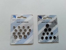 WHITECROFT ASSORTED SIZES & COLOUR SEW ON SNAP PRESS STUDS FASTENERS  2 PACKS.