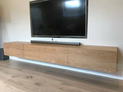 Solid American Oak Hardwood Timber Neo Wall Mounted Tv Unit