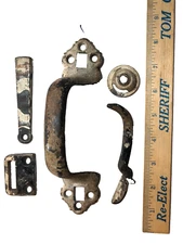 Antique Cast Iron Barn Door Handle, Latch, Acessories, Original, c1880s #T107