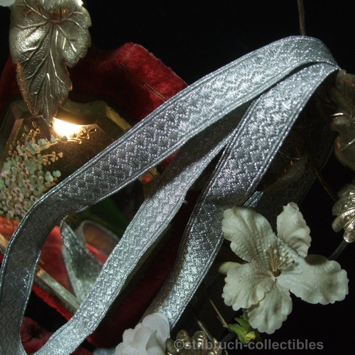 ANTIK Schweres Silber Metallic Geflecht Band Zierleiste Band 5/8" Klerus Militär Vintage - Bild 5 von 8