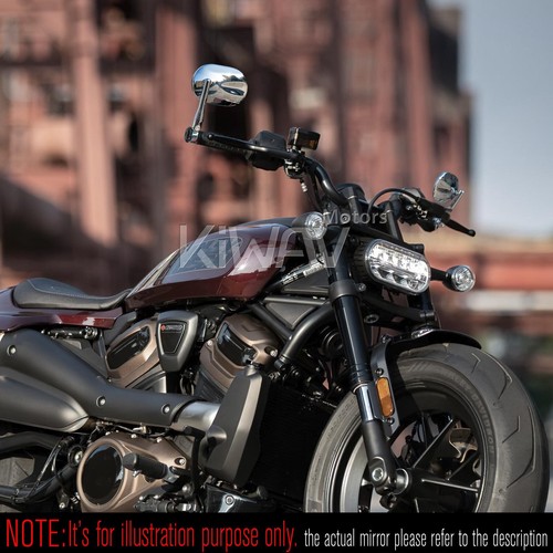 Bar end mirrors STARK sleek chrome oval M8 bolt fit H-D '22- Sportster Nightster - Picture 2 of 10