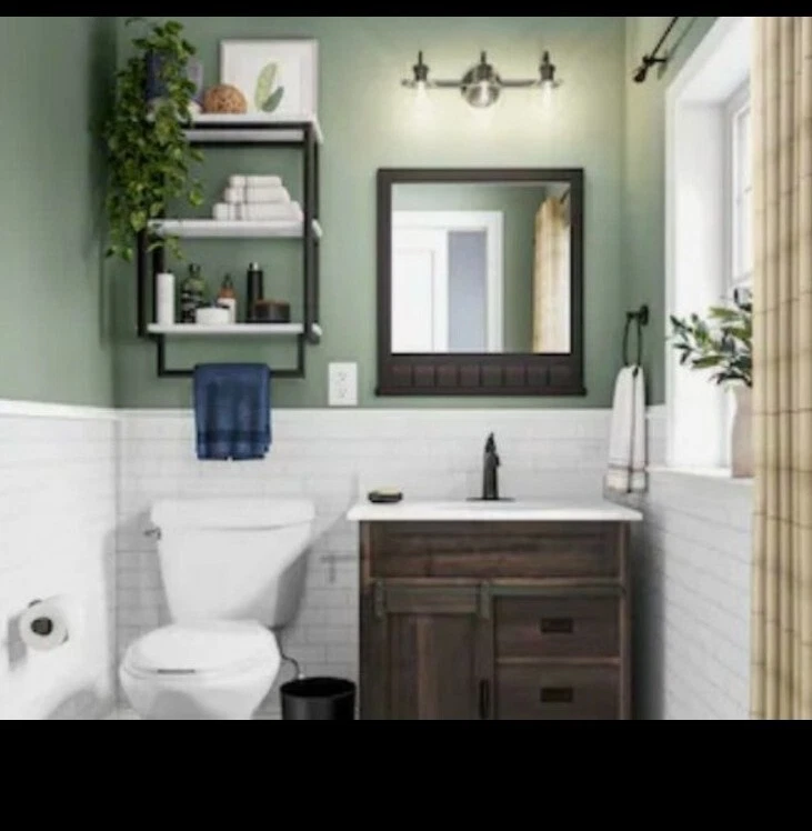 Style Selections Matte Black marble 2-Tier Composite Wall Mount Bathroom Shelf - Image 3 of 4