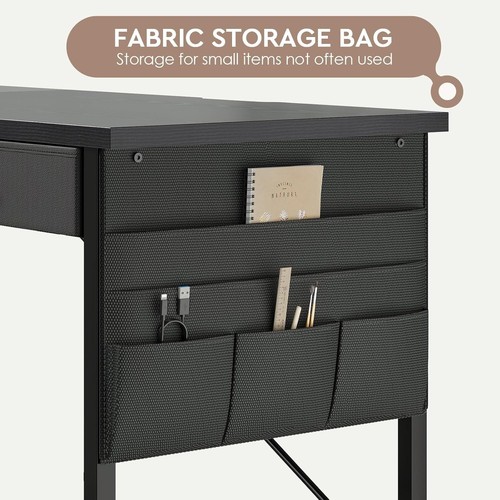 47” L Shaped Computer Corner Desk for Small Space Side Storage for Bedroom Black - Picture 5 of 7