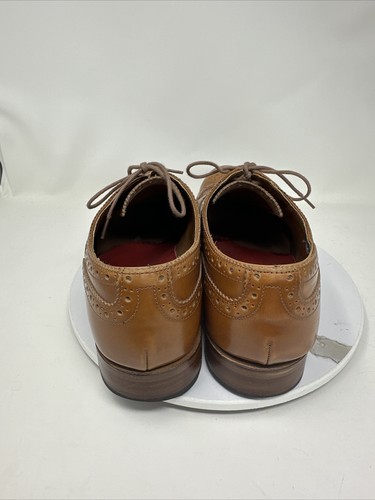 Grenson Dylan Tan Brown Wingtip Full Brogue Oxford Dress Shoes Mens Size 8F - Picture 4 of 12