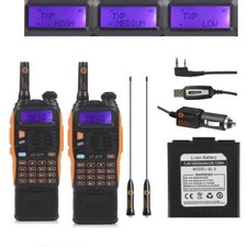 2x Baofeng GT-3TP MarkIII 8W Dual Band V/UHF Two-way Radio 3800mAh Cable GT-3