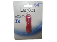NEW Lexar JumpDrive TwistTurn USB 2.0 Flash Drive, Red 64GB