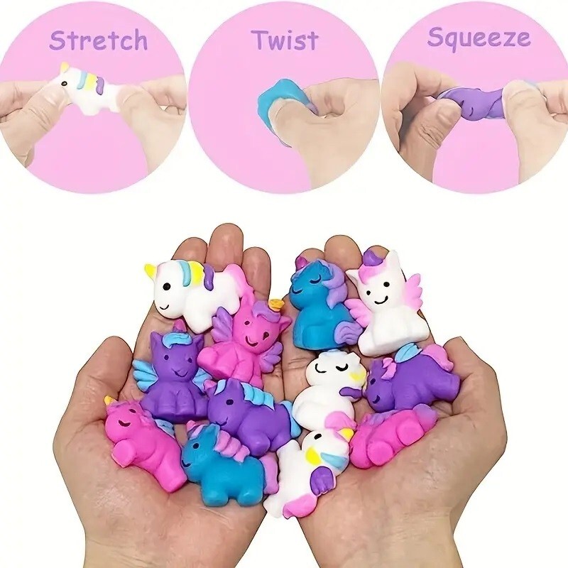 24pcs Unicorn Mini Mochi Squishy Fidget Toy Party Favors Kawaii Assorted
