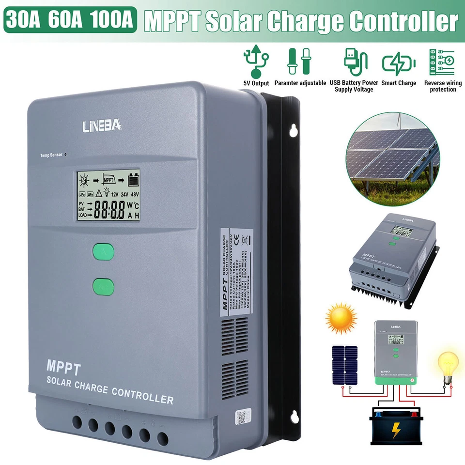5200W MPPT/PWM Solarladeregler 12V 24V 36V 48V USB Batterie PV Regler - Bild 2 von 4