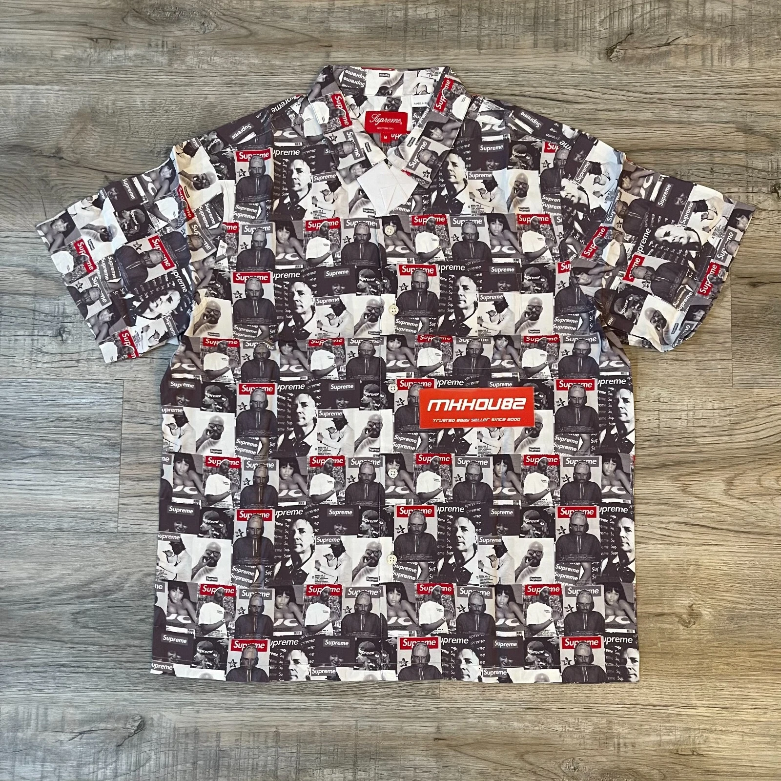 Neuf chemise Supreme Magazine imprimé S/S bouton noir printemps été 2023 SS23 taille M