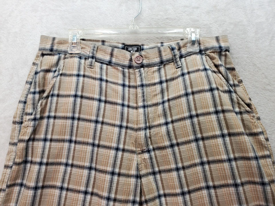 Pantalones Cortos Junction West Para Hombre Talla 36 Tostados A Cuadros 100% Algodón Bolsillos Cortados Frente Plano Foto 3 de 4