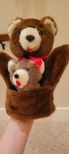 Vintage Plush Puppet Teddy Bear With Baby