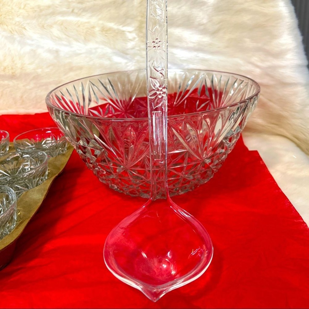 Vintage anchor hocking arlington punch bowl set 