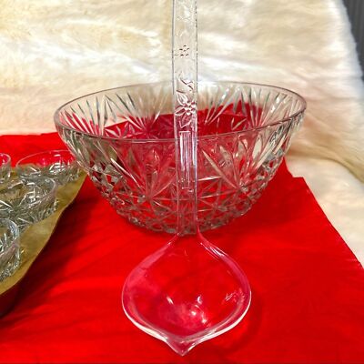 Vintage anchor hocking arlington punch bowl set 