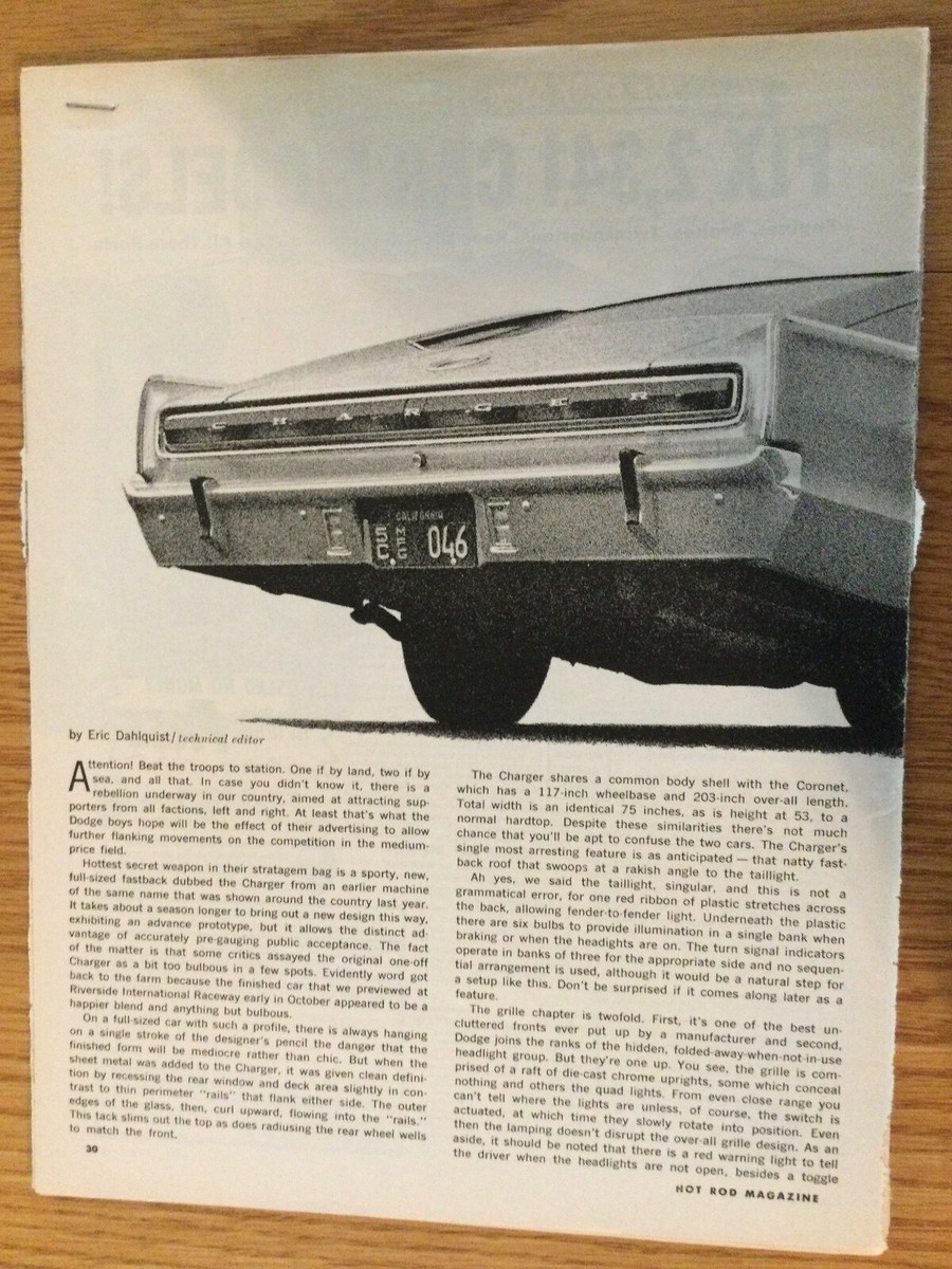 DODGEMUSCLE40 Article 1966 Dodge Charger Jan 1966 3 page | eBay