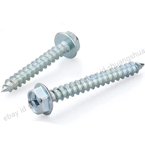 Galvanized Steel Phillips Cross Hex Flange Head Self Tapping Screws M4 M5 M6 M8 - Picture 10 of 12
