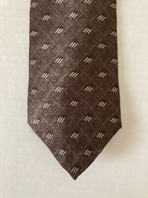 Chez Roffe Men's Necktie Tie Silk Bronze White Geometric Made in USA ...