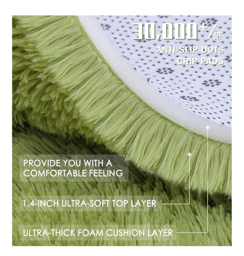 OLANLY Grass Green Round Rug Machine Washable 4x4 Feet Circle Area Rug (B5) - Picture 3 of 5