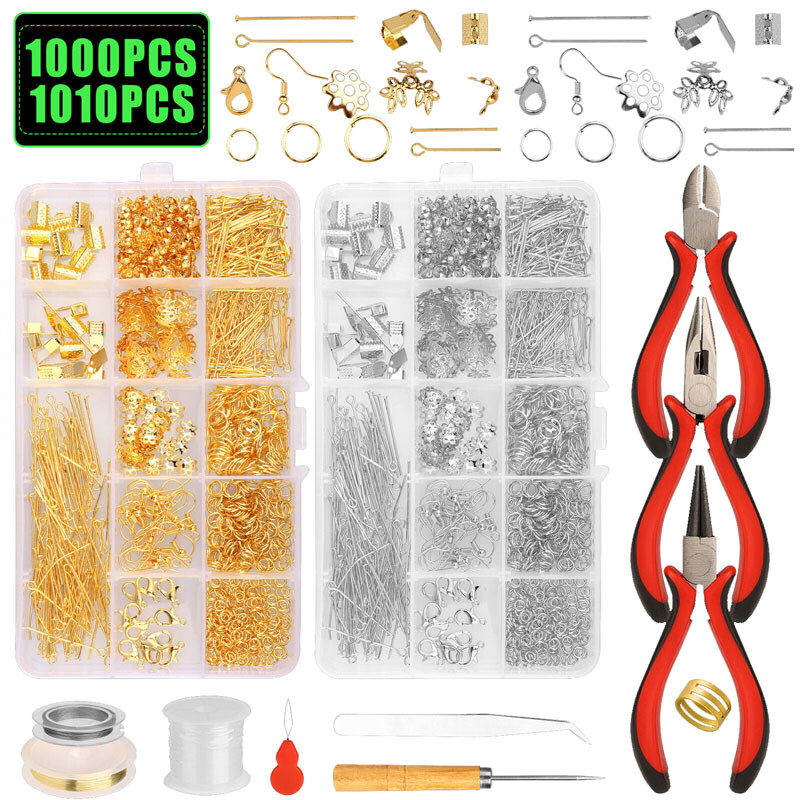 Jewelry Making Supplies Starter Kit Findings Beading Wire Pliers Set DIY  Earring