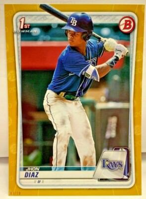 Jhon Diaz 2020 Bowman Prospect #BP-30 - Übergröße 5x7 Gold #' D 3/10 - Strahlen