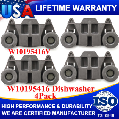 4pcs Dishwasher Wheels Lower Rack for Kitchenaid Whirlpool Maytag W10195416 NEW