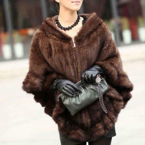 BEAUTELICATE Women Faux Fur Cape Poncho 1920s Mink Fur Wraps for
