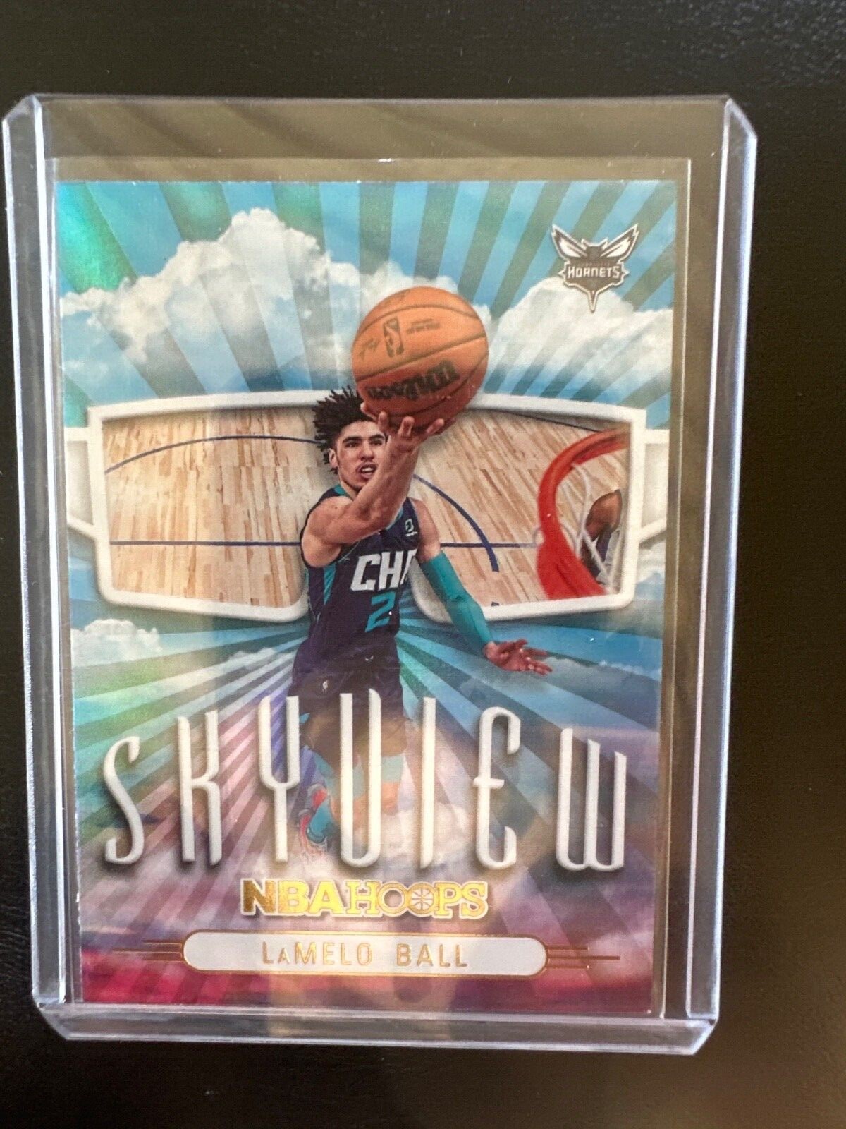 2022-23 PANINI HOOPS #5 LAMELO BALL SKYVIEW SILVER HOLO SP INSERT HORNETS