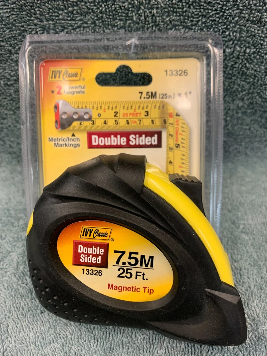 Ivy Classic 13326 Double Sided 7.5 M/ 25 ft Tape Measure w/Magnets Tips