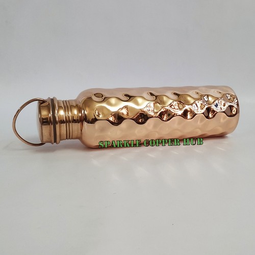 Health Benefits Pure Copper Diamond Finishing Handle Bottle Anniversary Gift Set - Picture 2 of 7