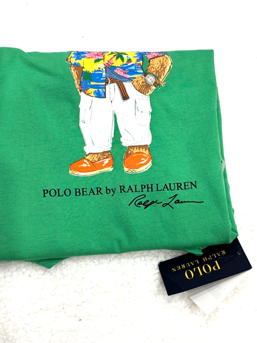 Polo Ralph Lauren Green Polo Bear Boys Grade School Size L (14-16) Tee T- Shirt - Picture 2 of 6