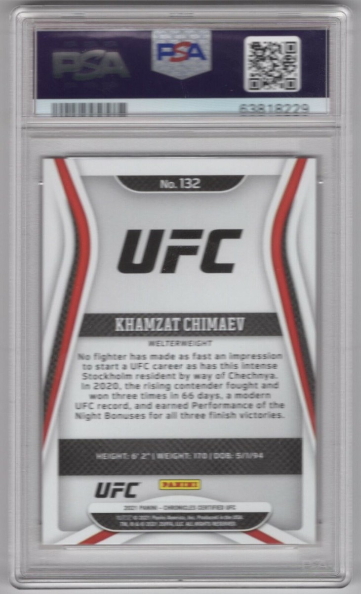 KHAMZAT CHIMAEV 2021 CHRONICLES UFC ASIA RED RC ROOKIE PSA 10 GEM