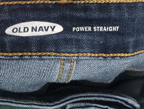 Old Navy Power Straight Medium Wash Blue Damenjeans Größe 6L Used-Look zerrissen - Bild 4 von 5