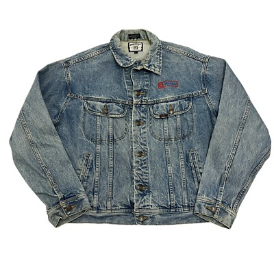 Lee Denim Trucker Jacke Blau Herren L 100% Baumwolle Vintage Knopfverschluss