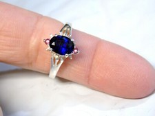 Blue Lab Sapphire Red Ruby Size 6.5 Ring 925 Sterling Silver USA Made