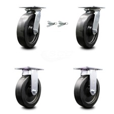 8 Inch Polyolefin Caster Set with Ball Bearing 2 Swivel Lock and 2 Rigid SCC