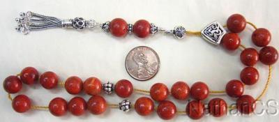 Worry Beads Greek Komboloi Red Sponge Coral & Sterling Silver