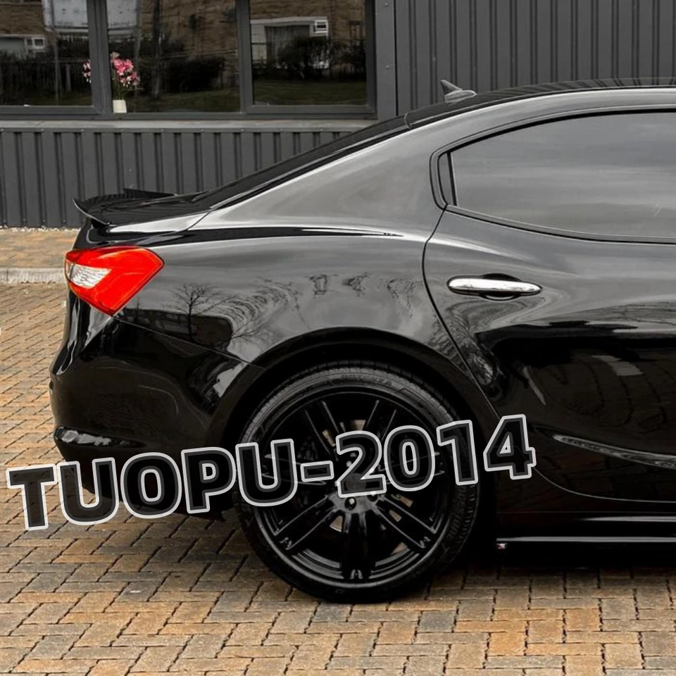 FOR 2014-2024 MASERATI GHIBLI REAR GLOSS BLACK V-STYLE REAR TRUNK SPOILER WING - Image 4 of 4