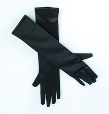 Long Sleeve Black Satin Gloves Costume Accessory