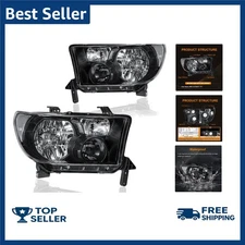 Headlight Assembly, Headlights Kit Compatible with 2007-2013 Toyota Tundra/2008-