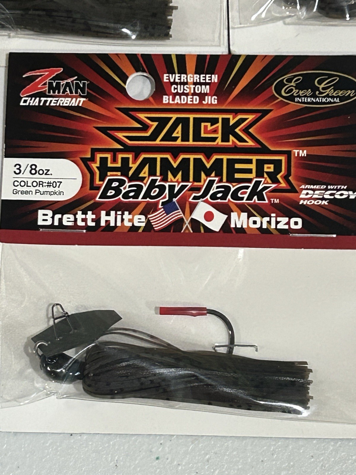 LOT OF 3 Baby Jack Hammer Zman Chatterbait Evergreen 3/8 Oz GREEN PUMPKIN COLOR - Image 2