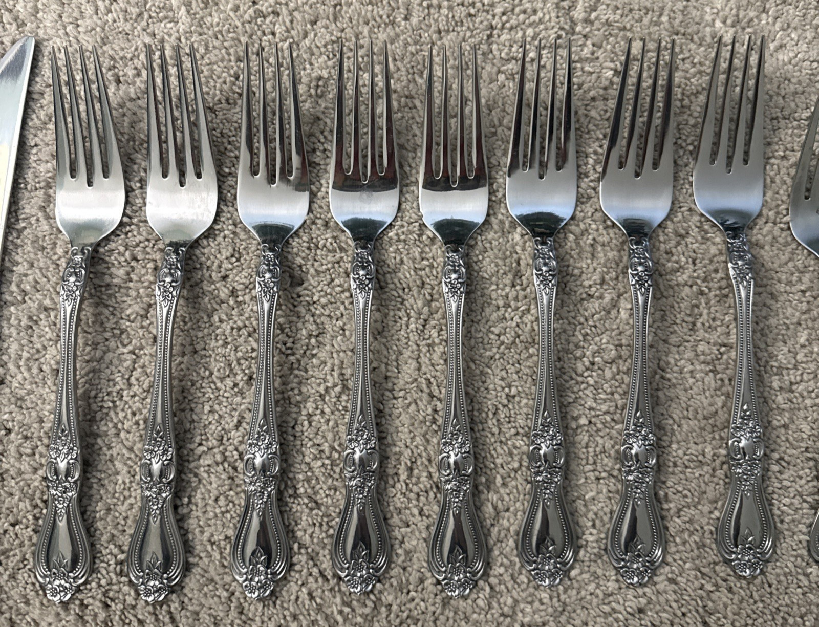 Vintage 43-pc Rogers Stainless Flatware Korea Precious Rose Pattern 8 settings