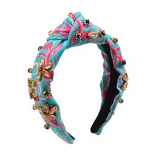 Baroque Crystal Headband for Women Fashion Cloth Knotted Rhinestone Flower De...