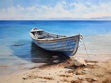 Seascape Boat Beach Landscape Home Decor Wall Art Picture Canvas Prints Painting