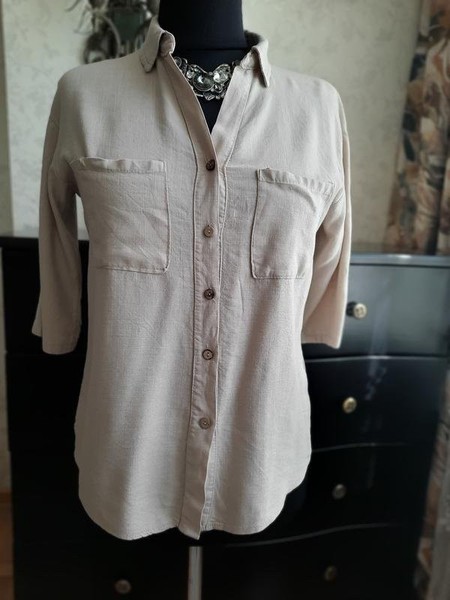 Women Piazza Italia Shirt Grey Linen 40