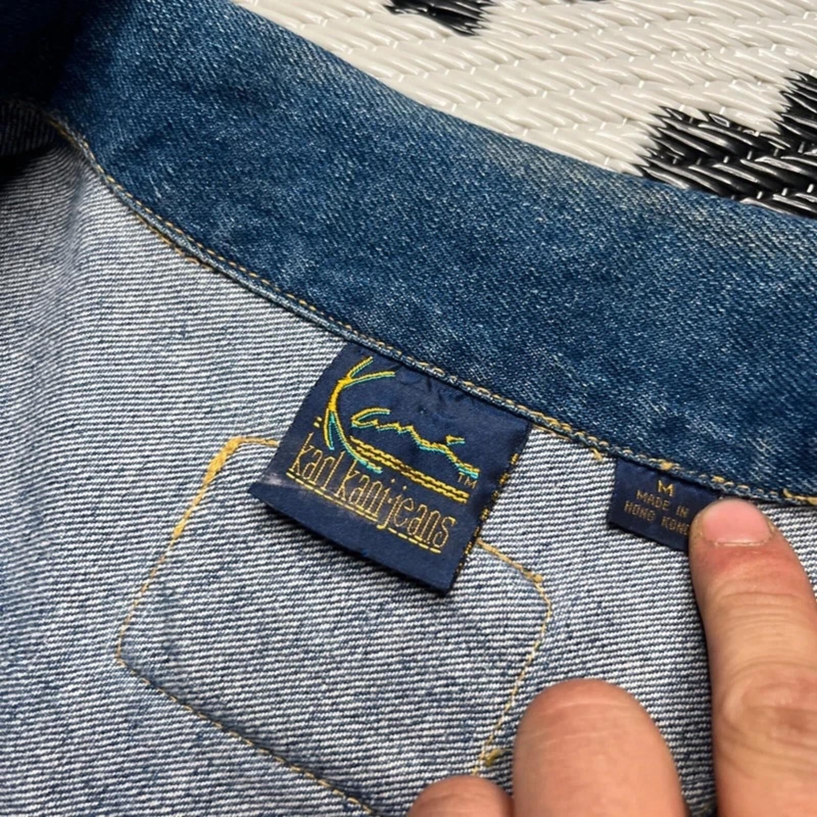 Vintage 90’s Karl Kani Men’s Blue Denim Shacket | XL image 5